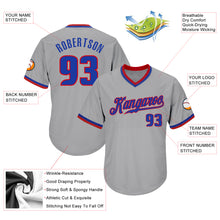 Load image into Gallery viewer, Custom Gray Royal-Red Authentic Throwback Rib-Knit Baseball Jersey Shirt