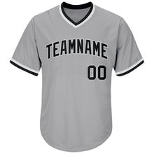 Load image into Gallery viewer, Custom Gray Black-White Authentic Throwback Rib-Knit Baseball Jersey Shirt