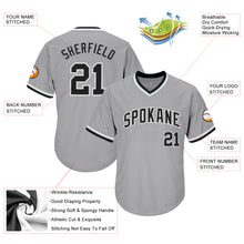 Load image into Gallery viewer, Custom Gray Black-White Authentic Throwback Rib-Knit Baseball Jersey Shirt