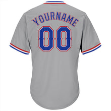 Load image into Gallery viewer, Custom Gray Royal-Red Authentic Throwback Rib-Knit Baseball Jersey Shirt