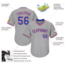 Load image into Gallery viewer, Custom Gray Royal-Red Authentic Throwback Rib-Knit Baseball Jersey Shirt