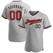 Load image into Gallery viewer, Custom Gray Red-Black Authentic Baseball Jersey
