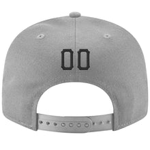 Load image into Gallery viewer, Custom Gray Black-White Stitched Adjustable Snapback Hat