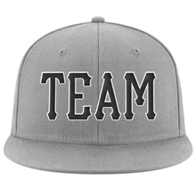 Load image into Gallery viewer, Custom Gray Black-White Stitched Adjustable Snapback Hat