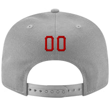 Load image into Gallery viewer, Custom Gray Red-Black Stitched Adjustable Snapback Hat