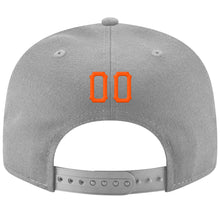 Load image into Gallery viewer, Custom Gray Orange-Black Stitched Adjustable Snapback Hat