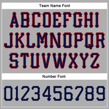 Load image into Gallery viewer, Custom Gray Navy-Red Stitched Adjustable Snapback Hat