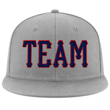 Load image into Gallery viewer, Custom Gray Navy-Red Stitched Adjustable Snapback Hat