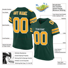 Load image into Gallery viewer, Custom Green Gold-White Mesh Authentic Football Jersey