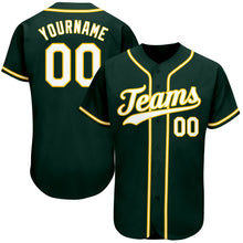 Load image into Gallery viewer, Custom Green White-Gold Authentic Baseball Jersey