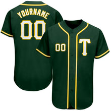 Load image into Gallery viewer, Custom Green White-Gold Authentic Baseball Jersey