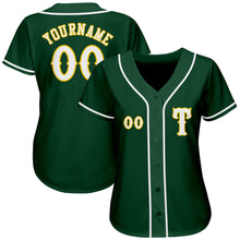 Load image into Gallery viewer, Custom Green White-Gold Authentic Baseball Jersey