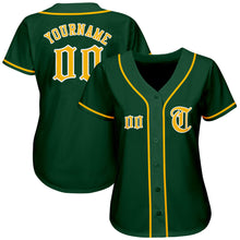 Load image into Gallery viewer, Custom Green Gold-White Authentic Baseball Jersey
