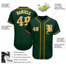 Load image into Gallery viewer, Custom Green Gold-White Authentic Baseball Jersey