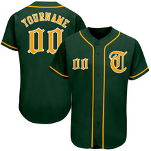 Load image into Gallery viewer, Custom Green Gold-White Authentic Baseball Jersey