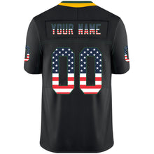 Load image into Gallery viewer, Custom Lights Out Black Green-Gold USA Flag Fashion Football Jersey