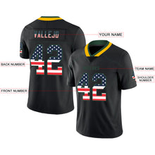 Load image into Gallery viewer, Custom Lights Out Black Green-Gold USA Flag Fashion Football Jersey