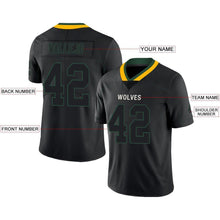 Load image into Gallery viewer, Custom Lights Out Black Green-Gold Football Jersey