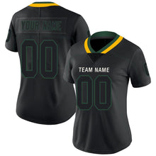 Load image into Gallery viewer, Custom Lights Out Black Green-Gold Football Jersey