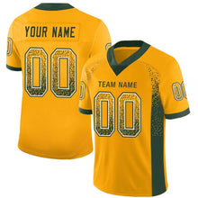 Load image into Gallery viewer, Custom Gold Green-White Mesh Drift Fashion Football Jersey