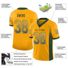 Load image into Gallery viewer, Custom Gold Green-White Mesh Drift Fashion Football Jersey