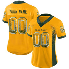 Load image into Gallery viewer, Custom Gold Green-White Mesh Drift Fashion Football Jersey