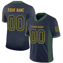 Load image into Gallery viewer, Custom Navy Green-Gold Mesh Drift Fashion Football Jersey