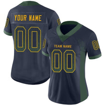 Load image into Gallery viewer, Custom Navy Green-Gold Mesh Drift Fashion Football Jersey