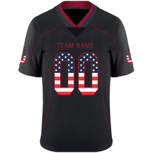 Load image into Gallery viewer, Custom Lights Out Black Red-Navy USA Flag Fashion Football Jersey