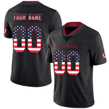 Load image into Gallery viewer, Custom Lights Out Black Red-Navy USA Flag Fashion Football Jersey