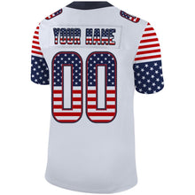 Load image into Gallery viewer, Custom White Navy-Red USA Flag Fashion Football Jersey