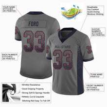 Load image into Gallery viewer, Custom Gray Navy-Red Mesh Drift Fashion Football Jersey