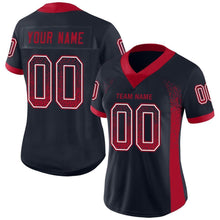Load image into Gallery viewer, Custom Navy Red-White Mesh Drift Fashion Football Jersey