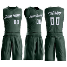 Load image into Gallery viewer, Custom Hunter Green White Round Neck Suit Basketball Jersey