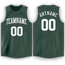 Load image into Gallery viewer, Custom Hunter Green White Round Neck Basketball Jersey