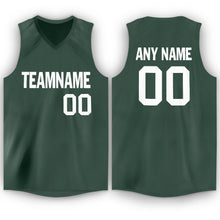 Load image into Gallery viewer, Custom Hunter Green White V-Neck Basketball Jersey