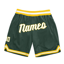 Load image into Gallery viewer, Custom Hunter Green White-Gold Authentic Throwback Basketball Shorts