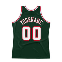 Load image into Gallery viewer, Custom Hunter Green White-Red Authentic Throwback Basketball Jersey