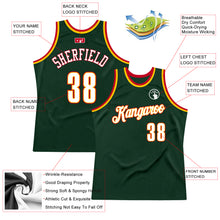 Load image into Gallery viewer, Custom Hunter Green White-Red Authentic Throwback Basketball Jersey