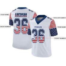 Load image into Gallery viewer, Custom White Royal-Red USA Flag Fashion Football Jersey