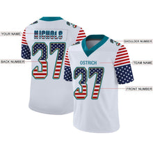 Load image into Gallery viewer, Custom White Teal-Old Gold USA Flag Fashion Football Jersey