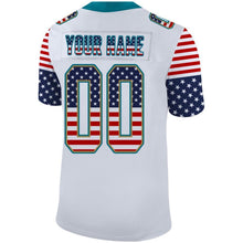 Load image into Gallery viewer, Custom White Teal-Old Gold USA Flag Fashion Football Jersey