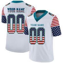 Load image into Gallery viewer, Custom White Teal-Old Gold USA Flag Fashion Football Jersey
