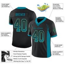 Load image into Gallery viewer, Custom Black Teal-Old Gold Mesh Drift Fashion Football Jersey