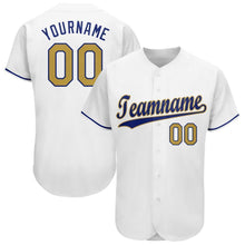 Load image into Gallery viewer, Custom White Old Gold-Royal Baseball Jersey