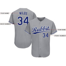 Load image into Gallery viewer, Custom Gray Royal-White Baseball Jersey
