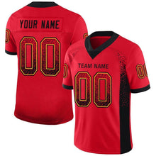 Load image into Gallery viewer, Custom Scarlet Black-Gold Mesh Drift Fashion Football Jersey