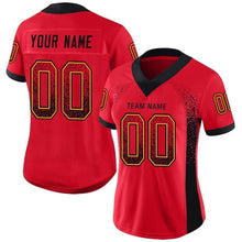 Load image into Gallery viewer, Custom Scarlet Black-Gold Mesh Drift Fashion Football Jersey