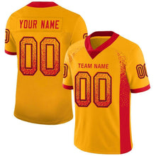 Load image into Gallery viewer, Custom Gold Scarlet-Black Mesh Drift Fashion Football Jersey