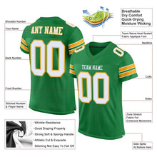 Load image into Gallery viewer, Custom Kelly Green White-Gold Mesh Authentic Football Jersey